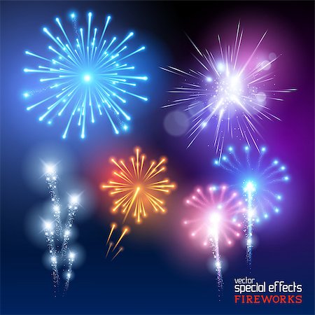 simsearch:400-08406927,k - Vector Firework Collection. A set of various firework display effects. Vector illustration. Stockbilder - Microstock & Abonnement, Bildnummer: 400-08195968