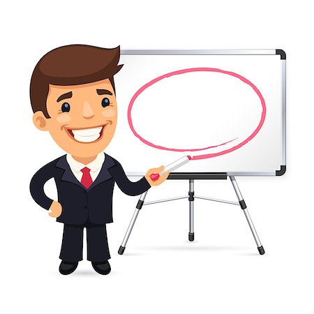 Businessman With Marker in Front of the Whiteboard. Isolated on white background. Clipping paths included in JPG file. Stock Photo - Budget Royalty-Free & Subscription, Code: 400-08195984