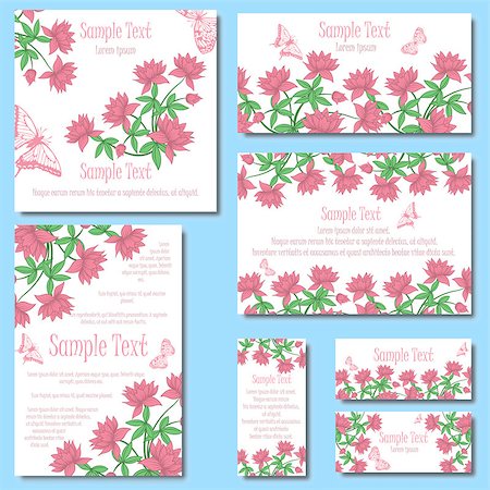 Greeting Invitation Card Set With Floral Design. Stock Photo - Budget Royalty-Free & Subscription, Code: 400-08195994