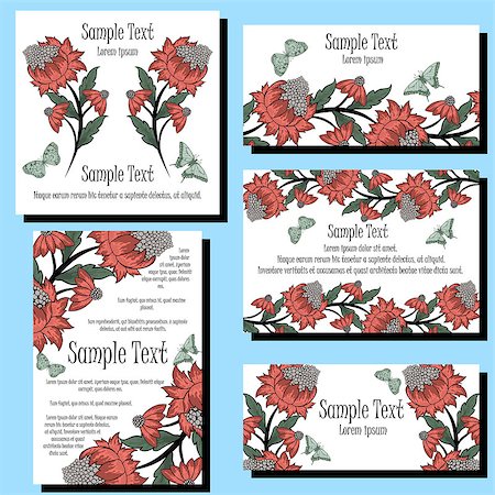 simsearch:400-08199764,k - Greeting Invitation Card Set With Floral Design. Stock Photo - Budget Royalty-Free & Subscription, Code: 400-08195993