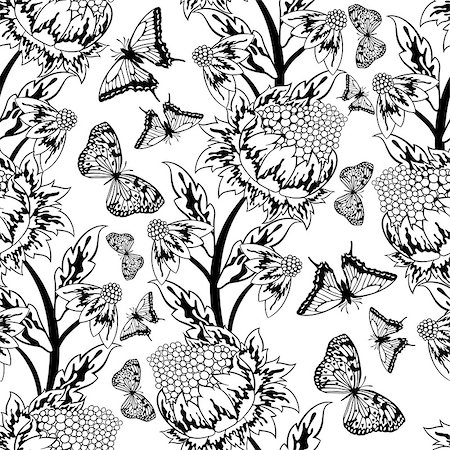 simsearch:400-08164930,k - Seamless floral ornate  pattern in Black and White Colors Stock Photo - Budget Royalty-Free & Subscription, Code: 400-08196004