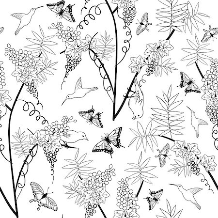 simsearch:400-08164930,k - Seamless floral ornate  pattern in Black and White Colors Stock Photo - Budget Royalty-Free & Subscription, Code: 400-08196002