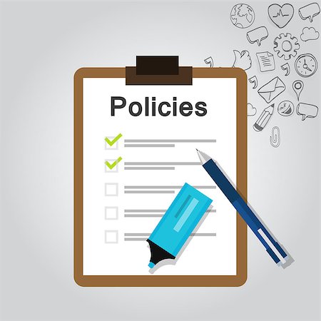 policies regulation concept list document company clipboard vector Foto de stock - Royalty-Free Super Valor e Assinatura, Número: 400-08196033