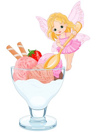 strawberry sorbet - Illustration of ice cream fairy Stock Photo - Budget Royalty-Free & Subscription, Code: 400-08196051