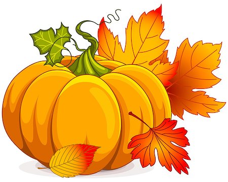 Illustration of Autumn Pumpkin and leaves Photographie de stock - Aubaine LD & Abonnement, Code: 400-08196096