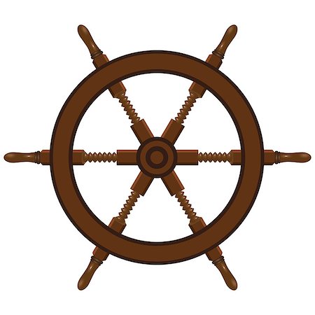 simsearch:400-06207149,k - Ship steering wheel made of wood. Vector illustration. Foto de stock - Royalty-Free Super Valor e Assinatura, Número: 400-08196142
