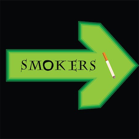 right place - Green banner for smokers with arrow pointing right on black background Stock Photo - Budget Royalty-Free & Subscription, Code: 400-08196151
