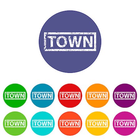 simsearch:400-08193327,k - Town web flat icon in different colors. Vector Illustration Stock Photo - Budget Royalty-Free & Subscription, Code: 400-08196175