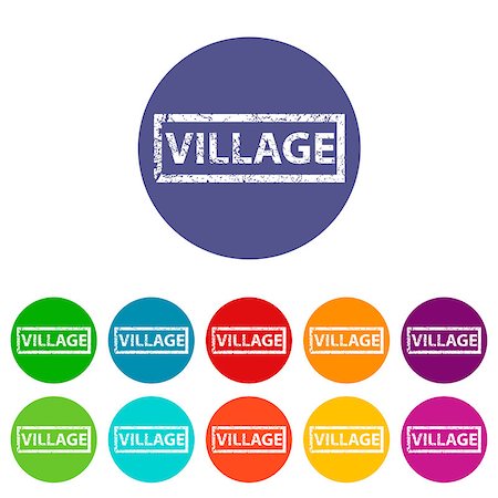simsearch:400-08193327,k - Village web flat icon in different colors. Vector Illustration Stock Photo - Budget Royalty-Free & Subscription, Code: 400-08196199