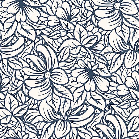 simsearch:400-07510594,k - Seamless pattern - black and white flower background in doodle style. Vector illustration. Stock Photo - Budget Royalty-Free & Subscription, Code: 400-08196218