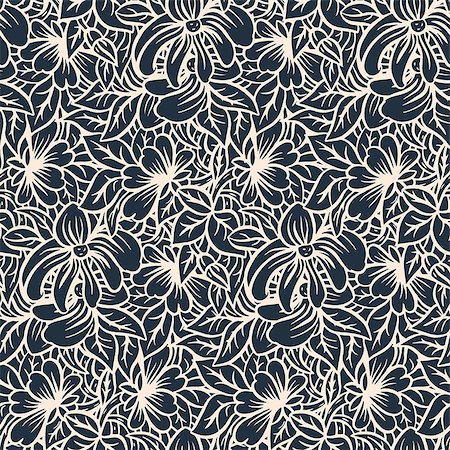 simsearch:400-07510594,k - Seamless pattern - black and white flower background in doodle style. Vector illustration. Stock Photo - Budget Royalty-Free & Subscription, Code: 400-08196219