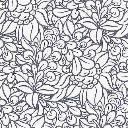 simsearch:400-07510594,k - Seamless pattern - black and white flower background in doodle style. Vector illustration. Stock Photo - Budget Royalty-Free & Subscription, Code: 400-08196220