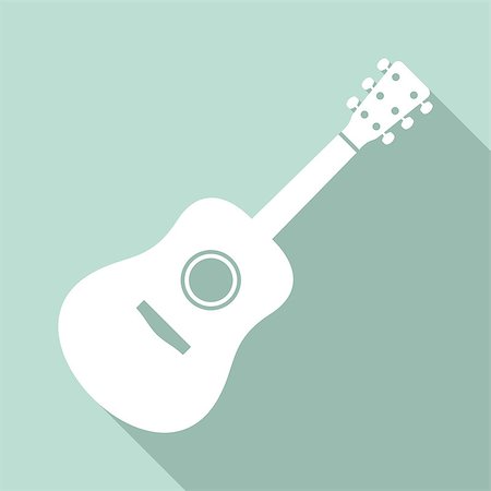 simsearch:400-08414976,k - White vector guitar icon long shadow design card Stock Photo - Budget Royalty-Free & Subscription, Code: 400-08196266