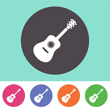 simsearch:400-08414976,k - Single vector guitar icon on colorful buttons Stock Photo - Budget Royalty-Free & Subscription, Code: 400-08196262