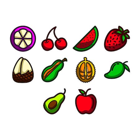 durião - A collection different kind of fruit icon Foto de stock - Royalty-Free Super Valor e Assinatura, Número: 400-08196341