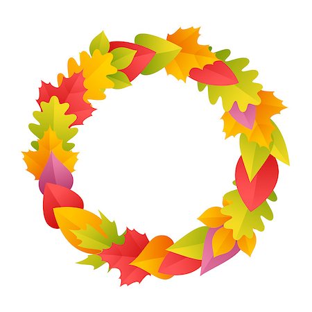 simsearch:400-07675553,k - Colorful Autumn Wreath. Round Frame. Isolated on white background. Clipping paths included in JPG file. Stock Photo - Budget Royalty-Free & Subscription, Code: 400-08196382