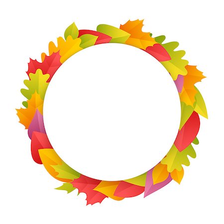 simsearch:400-07675553,k - Colorful Autumn Wreath with Round Copy Space. Isolated on white background. Clipping paths included in JPG file. Stock Photo - Budget Royalty-Free & Subscription, Code: 400-08196383