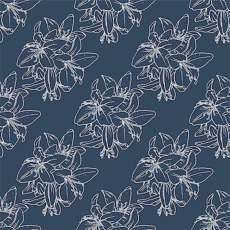 simsearch:400-07510594,k - Seamless pattern - black and white flower background  with  lilies. Vector illustration. Stock Photo - Budget Royalty-Free & Subscription, Code: 400-08196444