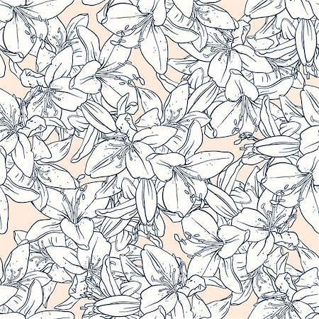 simsearch:400-07510594,k - Seamless pattern - black and white flower background  with  lilies. Vector illustration. Stock Photo - Budget Royalty-Free & Subscription, Code: 400-08196442