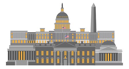 Washington DC Monuments Landmarks Capitol and Memorials Collage Isolated on White background Illustration Stock Photo - Budget Royalty-Free & Subscription, Code: 400-08196535