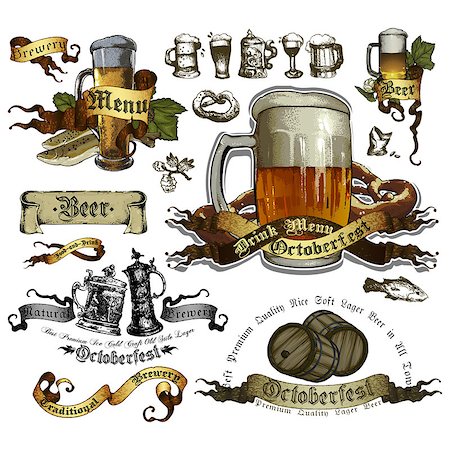 simsearch:400-07956781,k - set of elements on the subject of beer and Oktoberfest festival for your design Stock Photo - Budget Royalty-Free & Subscription, Code: 400-08196547
