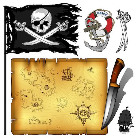 simsearch:400-06325631,k - set of hand drawn icons on sea and pirate theme Stock Photo - Budget Royalty-Free & Subscription, Code: 400-08196543