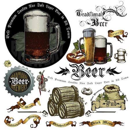 simsearch:400-08646298,k - set of elements on the subject of beer and Oktoberfest festival for your design Foto de stock - Super Valor sin royalties y Suscripción, Código: 400-08196551