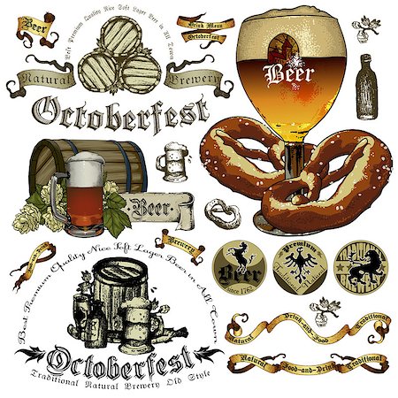 set of elements on the subject of beer and Oktoberfest festival for your design Stock Photo - Budget Royalty-Free & Subscription, Code: 400-08196553