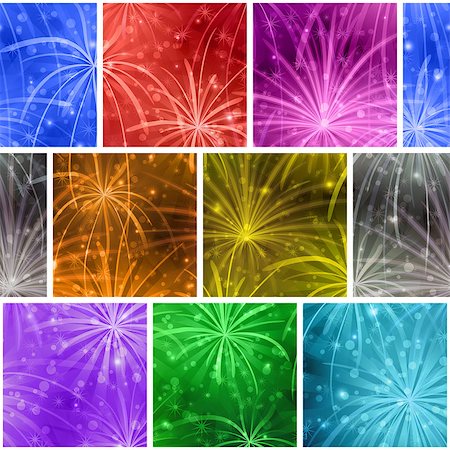 simsearch:400-08553045,k - Seamless Holiday Background with Fireworks of Various Colors and Shapes. Pattern for Web Design, Split into Separate Parts. Eps10, Contains Transparencies. Vector Foto de stock - Super Valor sin royalties y Suscripción, Código: 400-08196594