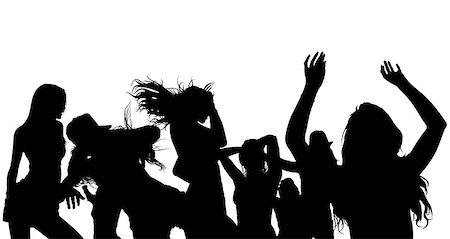 people dancing in night club with arms in air - Dancing Crowd Silhouette - Black Illustration, Vector Stock Photo - Budget Royalty-Free & Subscription, Code: 400-08196606