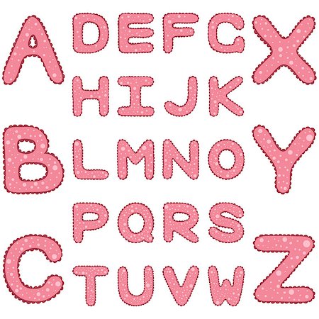 simsearch:400-08793224,k - Romantic girlish alphabet with ruches and spots, hand drawn ABC, vector illustration Photographie de stock - Aubaine LD & Abonnement, Code: 400-08196726