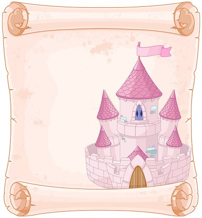 simsearch:400-08935824,k - Fairy tale theme parchment castle design Foto de stock - Royalty-Free Super Valor e Assinatura, Número: 400-08196745