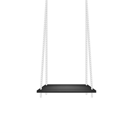 simsearch:400-05265615,k - Wooden swing hanging on ropes on white background Foto de stock - Royalty-Free Super Valor e Assinatura, Número: 400-08196764
