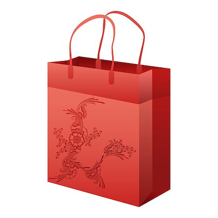 simsearch:400-04102288,k - red empty paper shopping bag with floral ornament, vector Stock Photo - Budget Royalty-Free & Subscription, Code: 400-08196850