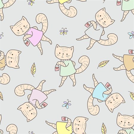 simsearch:400-07219167,k - Seamless pattern - funny cartoon kittens. Vector illustration. Stock Photo - Budget Royalty-Free & Subscription, Code: 400-08196972