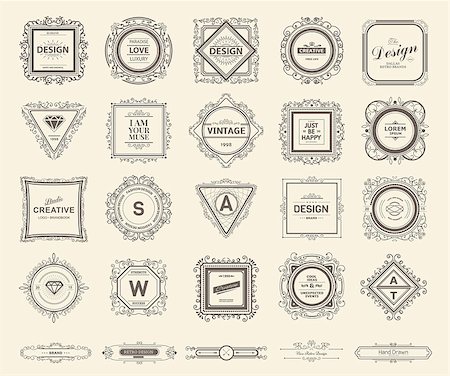 frame vector vintage - Monogram  luxury logo template with flourishes calligraphic elegant ornament elements. Luxury elegant design for cafe, restaurant, bar, boutique, hotel, shop, store, heraldic, jewelry, fashion Stock Photo - Budget Royalty-Free & Subscription, Code: 400-08196996