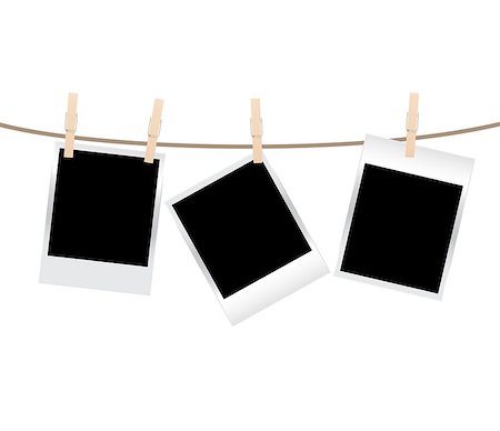 vector blank photo frames on a clothesline isolated on white background Stock Photo - Budget Royalty-Free & Subscription, Code: 400-08197149