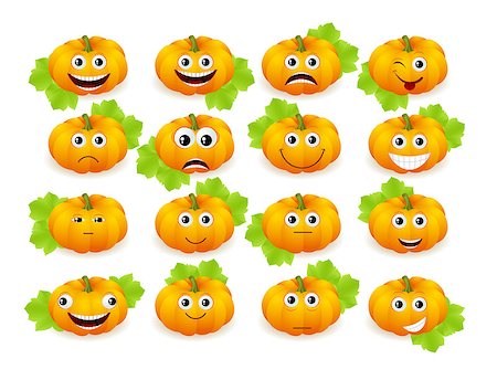 simsearch:400-07407480,k - Vector pumpkin faces or emoticons isolated on white background Stockbilder - Microstock & Abonnement, Bildnummer: 400-08197177