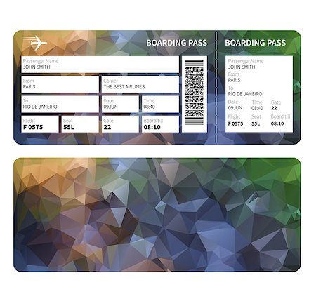 simsearch:400-06557073,k - Vector isolated airline ticket with triangles as a cover on background. vector illustration Stock Photo - Budget Royalty-Free & Subscription, Code: 400-08197184