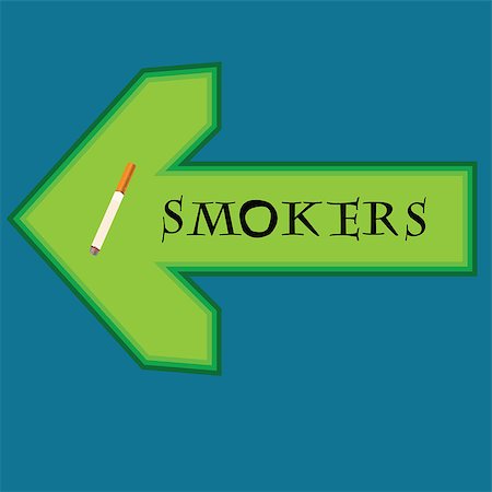 smoking room - Green banner for smokers with arrow pointing right on blue background Stock Photo - Budget Royalty-Free & Subscription, Code: 400-08197291