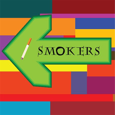 smoking room - Green banner for smokers with arrow pointing left on retro background Stock Photo - Budget Royalty-Free & Subscription, Code: 400-08197292