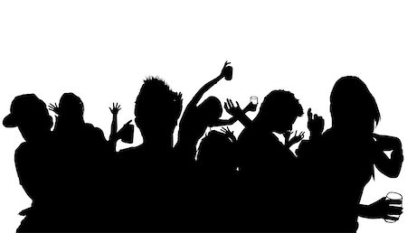 people dancing in night club with arms in air - Dancing Crowd Silhouette - Black Illustration, Vector Stock Photo - Budget Royalty-Free & Subscription, Code: 400-08197424
