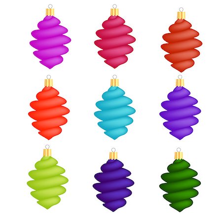 Colorful Glass Christmas Icicles Decorations Collection Isolated on White Background Stock Photo - Budget Royalty-Free & Subscription, Code: 400-08197437