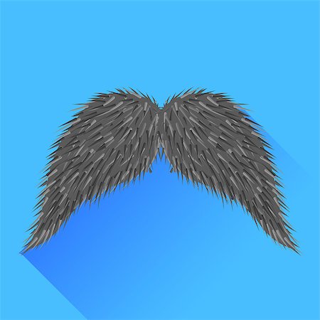 Grey Mustache Isolated on Blue Background. Long Shadow. Stock Photo - Budget Royalty-Free & Subscription, Code: 400-08197458