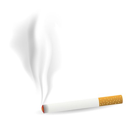 simsearch:400-06876304,k - Smoking Single Cigarette Isolated on White Background Stock Photo - Budget Royalty-Free & Subscription, Code: 400-08197472