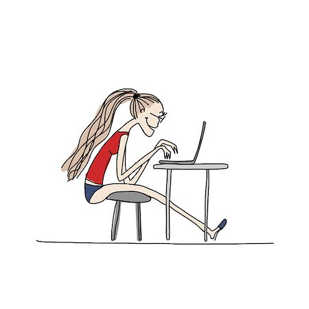 simsearch:400-08161788,k - Programmer woman at work, sketch for your design. Vector illustration Foto de stock - Super Valor sin royalties y Suscripción, Código: 400-08197525