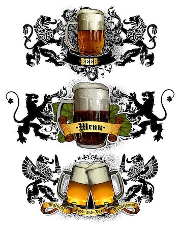 simsearch:400-07417262,k - set of beer mugs decorated in retro style on the white background Stock Photo - Budget Royalty-Free & Subscription, Code: 400-08197651