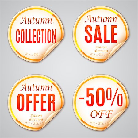simsearch:400-04906513,k - Set of 4 autumn sale discount stickers Photographie de stock - Aubaine LD & Abonnement, Code: 400-08197706