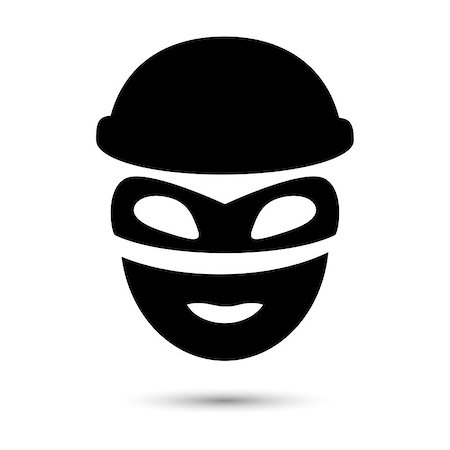 simsearch:400-04955113,k - Thief icon isolated on white. Simple web black icon in vector format. Crime Foto de stock - Royalty-Free Super Valor e Assinatura, Número: 400-08197871