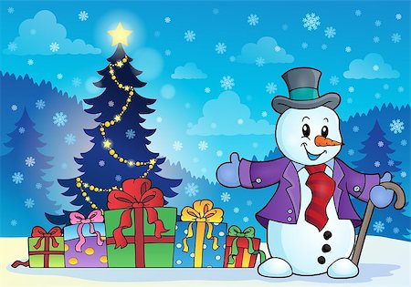 simsearch:400-07221216,k - Christmas snowman theme image 6 - eps10 vector illustration. Photographie de stock - Aubaine LD & Abonnement, Code: 400-08197873